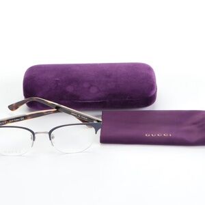 New Gucci GG0531OA Eyeglasses with Case and Slip Case.  Browline horn rim/ metal
